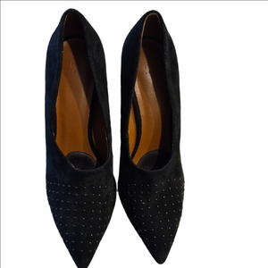 Halston Laurel Black Suede Pump With Bead Detail